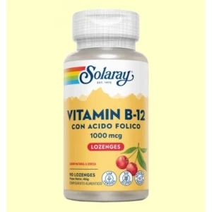 Vitamina B12 con ácido fólico 1000 mcg/400 mcg 90 comprimidos orosolubles - Solaray